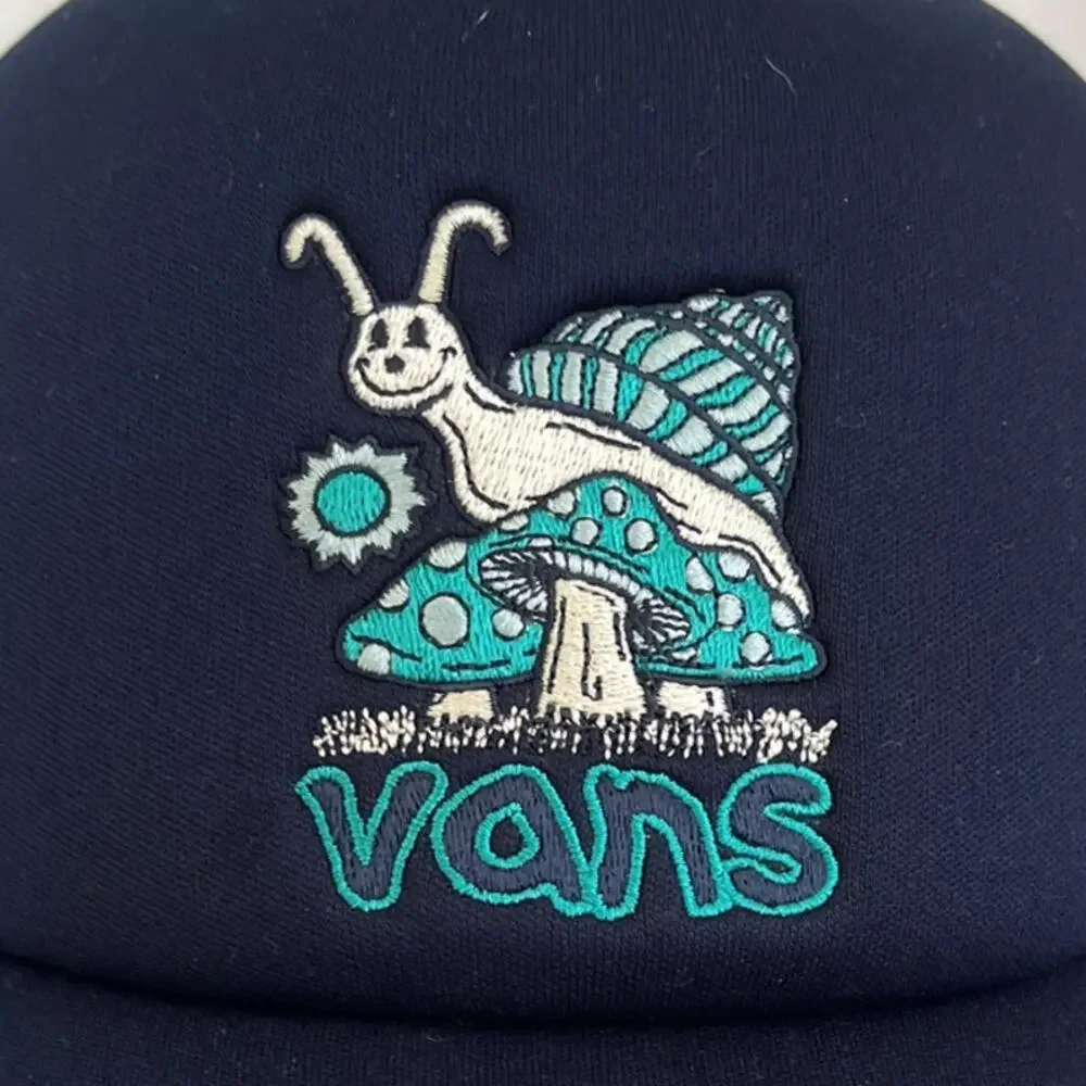 VANS Friends Curved Bill Baseball Hat Navy Blue Embroidery Graphic